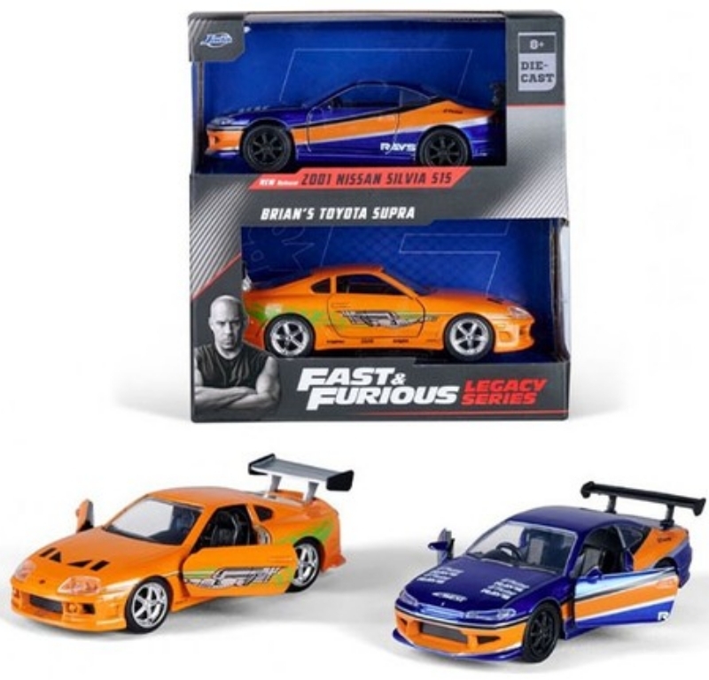 Jada 2’li Fast And Furious Set - 2001 Nissan Silvia S15 & Brian’s Toyota Supra  1/32