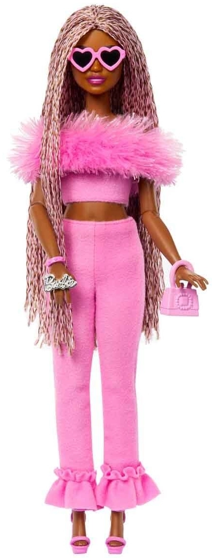Barbie Deluxe Style Kahverengi Örgü Saçlı Bebek HYV28
