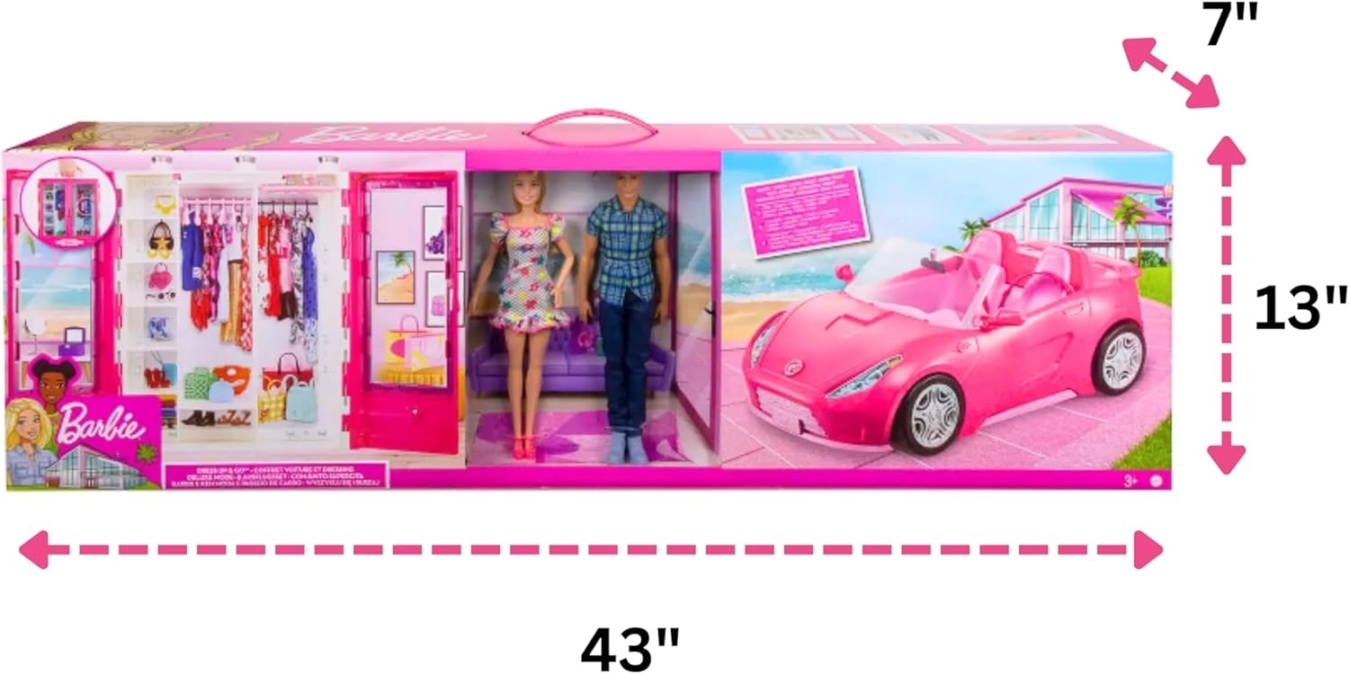 Barbie ve Ken Bebekler Araç ve Kıyafet Dolabı Oyun Seti GVK05