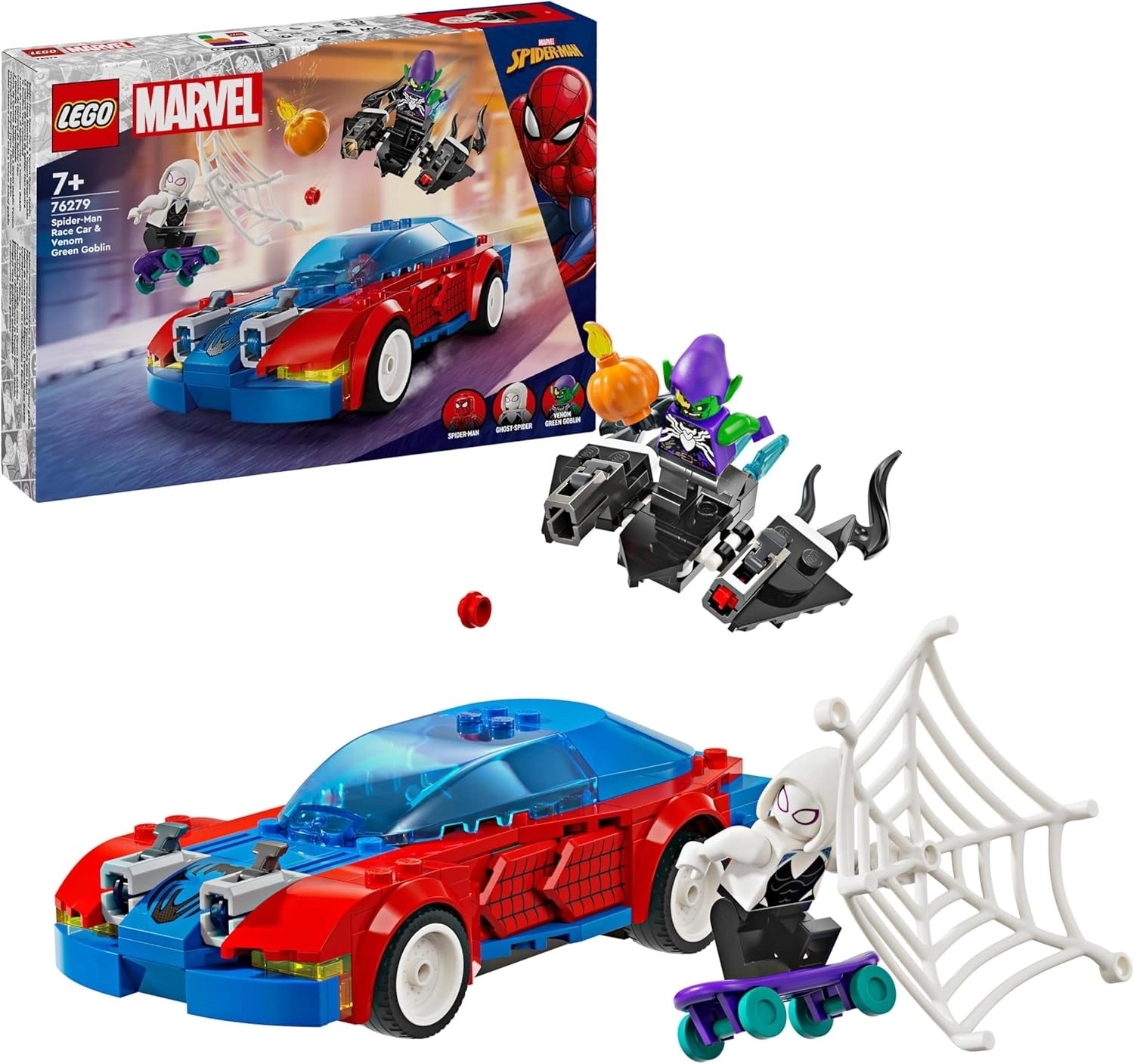 LEGO Marvel Örümcek Adam Yarış Arabası ve Venom Green Goblin 76279 