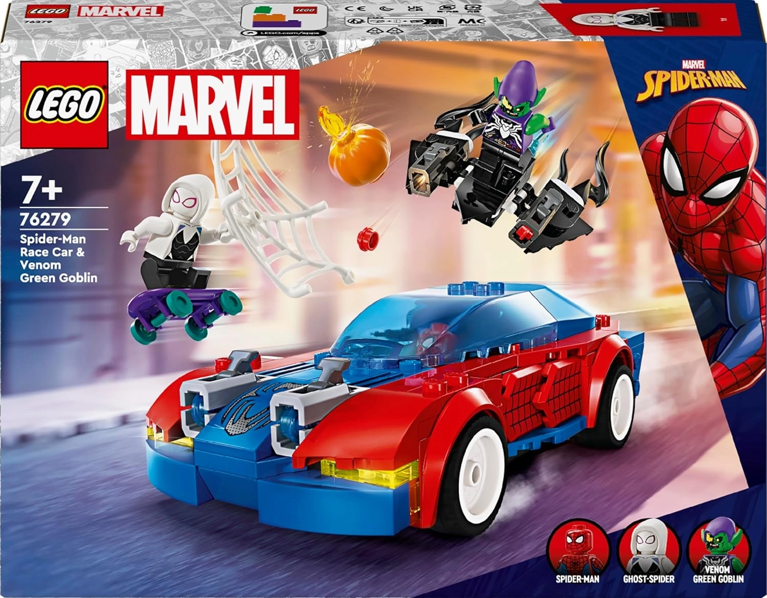 LEGO Marvel Örümcek Adam Yarış Arabası ve Venom Green Goblin 76279 