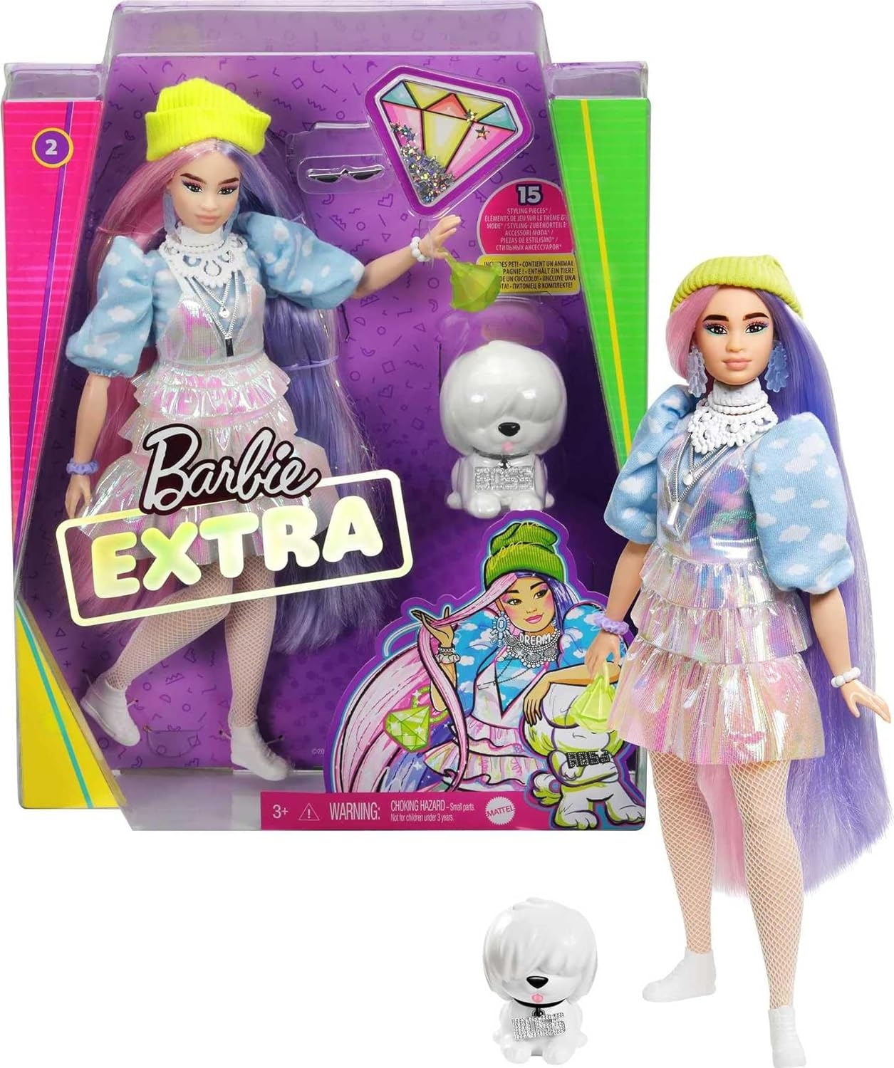 Barbie Extra Rengarenk Saçlar Bebeği GVR05