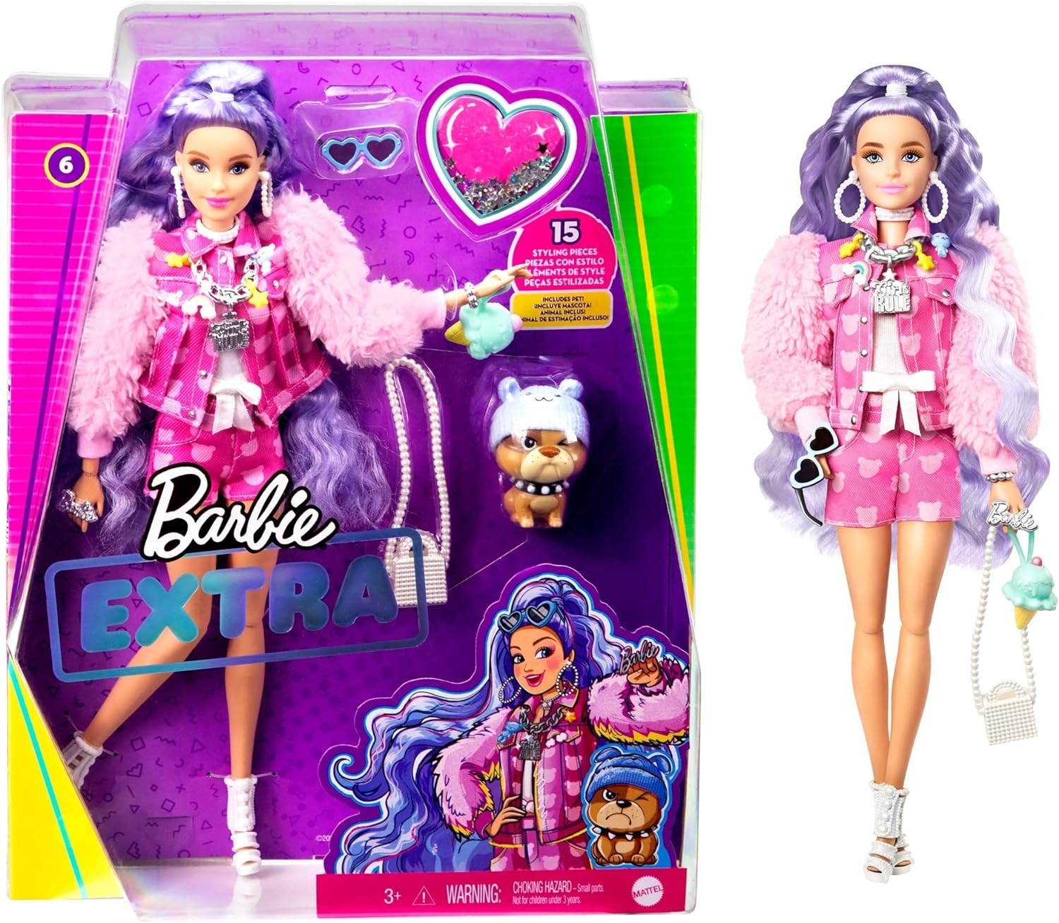 Barbie Extra Mor Saçlı Bebek GXF08