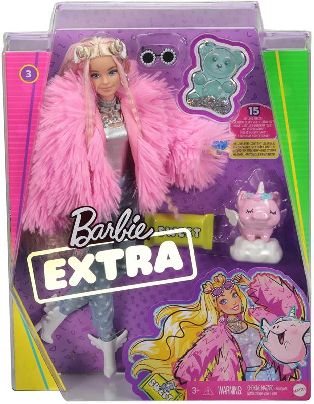 Barbie Extra Pembe Ceketli Bebek GRN28