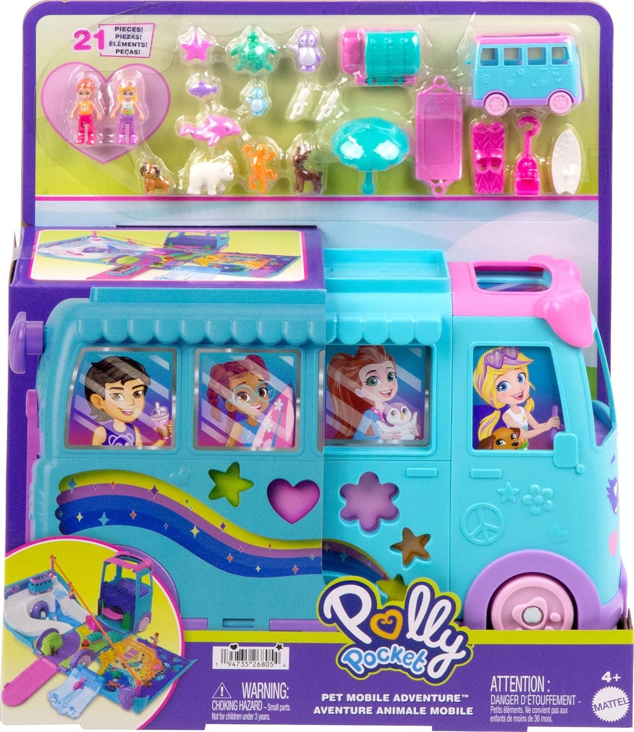 Polly Pocket Dönüşebilen Evcil Hayvan Karavanı Oyun Seti JCC22