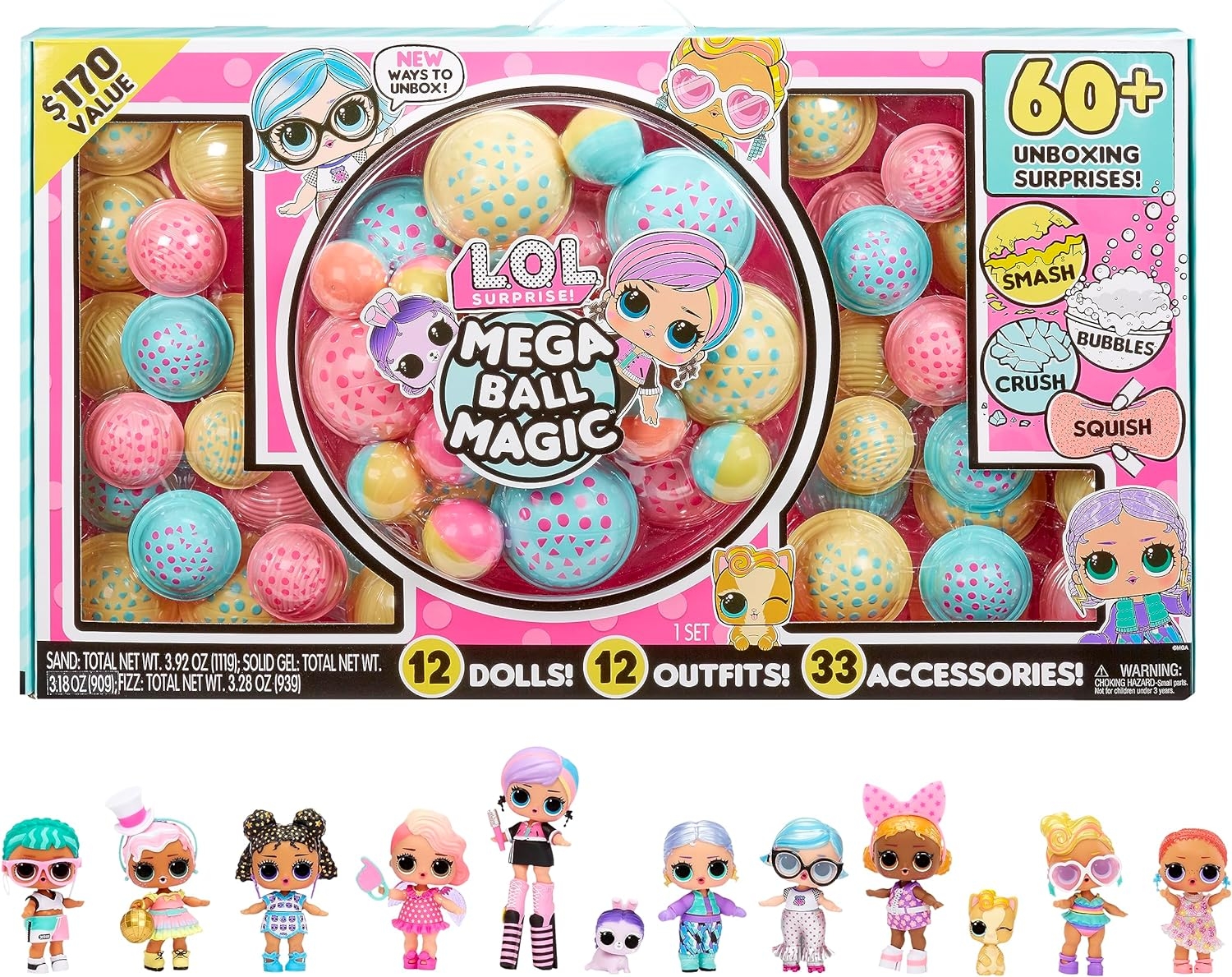 LOL Sürpriz Mega Ball Magic 12 Koleksiyonluk Bebek 60+ Sürpriz