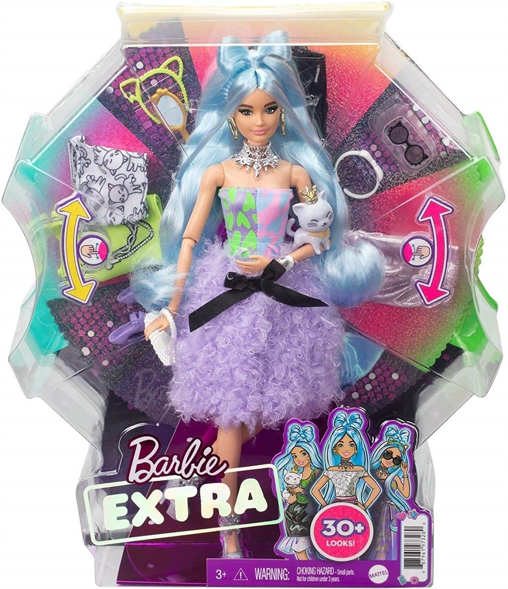 Barbie Extra Aksesuarlı Mavi Saçlı Model Bebek GYJ69