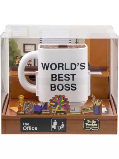 Polly Pocket ve The Office mini oyun seti, 6 karakter figürü ve 9 aksesuar, koleksiyona uygun Partnership oyuncağı, kupa bardak şeklinde, JCC19
