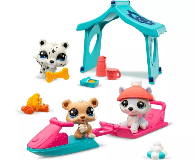 Littlest Pet Shop Karlı Gün Oyun Seti 3lü Miniş - Husky, Ayı, Leopar – ve Aksesuarları	