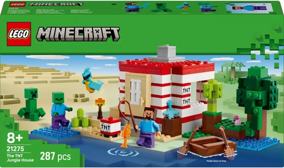 LEGO Minecraft TNT Büyük Orman Evi 21275-8 Yaş ve Üzeri Minecraft Hayranı Çocuklar için Video Oyunu Temalı, Koleksiyonluk Yaratıcı Oyuncak Yapım Seti, Doğum Günü Hediyesi Fikri (287 Parça)