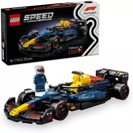 LEGO Speed Champions Oracle Red Bull Racing RB20 F1 Yarış Arabası 77243 – Yetişkinler için Koleksiyonluk Sürücü Minifigürü ve Orijinal Detaylar İçeren Koleksiyonluk Model Yapım Seti (251 Parça)