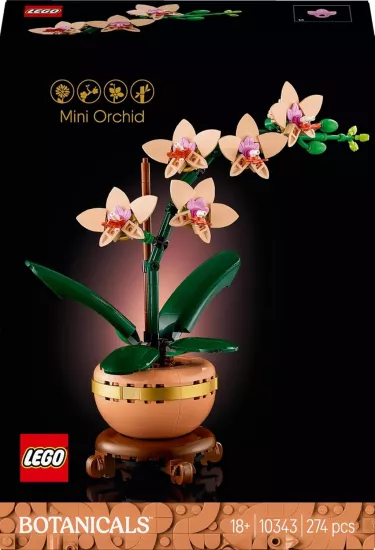 LEGO Botanicals Mini Orkide 10343 – Yetişkinler için Açık Renkli Terakota Saksı ve Ahşap Efektli Kaide İçeren Sevgililer Günü’ne Özel Yapay Çiçek Modeli Yapım Seti (274 Parça)