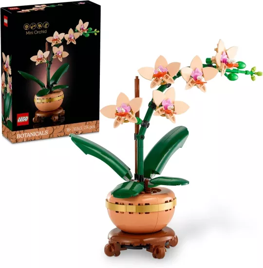 LEGO Botanicals Mini Orkide 10343 – Yetişkinler için Açık Renkli Terakota Saksı ve Ahşap Efektli Kaide İçeren Sevgililer Günü’ne Özel Yapay Çiçek Modeli Yapım Seti (274 Parça)