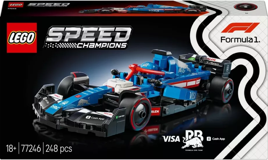 LEGO Speed Champions Visa Cash App RB VCARB 01 F1 Yarış Arabası 77246 – Yetişkinler için RB Kıyafeti ve Kanatlı Kask Giyen Sürücü Minifigürü İçeren Koleksiyonluk Yaratıcı Model Yapım Seti (248 Parça)