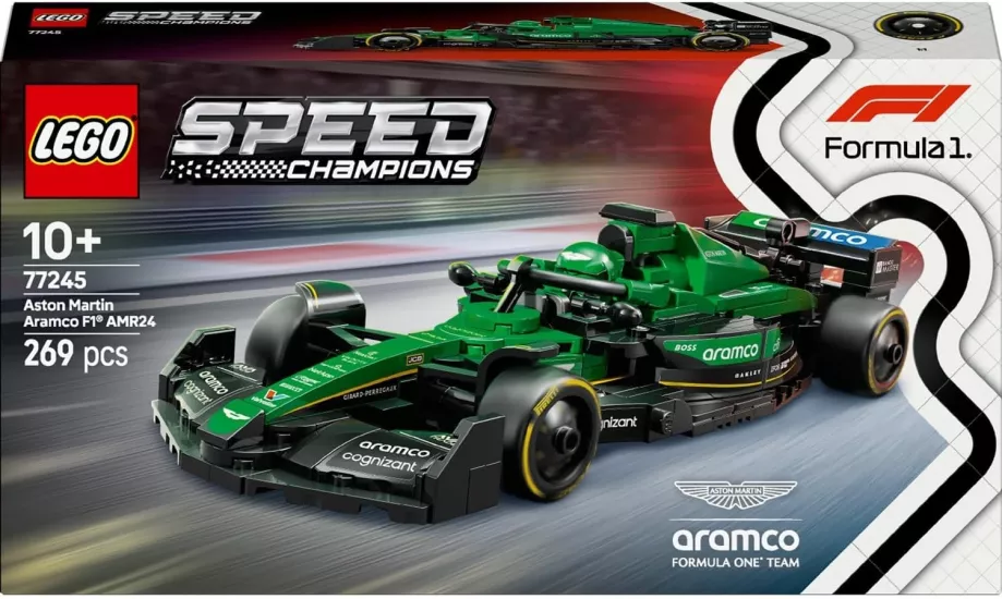 LEGO Speed Champions Aston Martin Aramco F1 AMR24 Yarış Arabası 77245 – 10 Yaş ve Üzeri için Koleksiyonluk Sürücü Minifigürü İçeren Yapım ve Sergileme Seti, Babalar Günü Hediyesi (269 Parça)