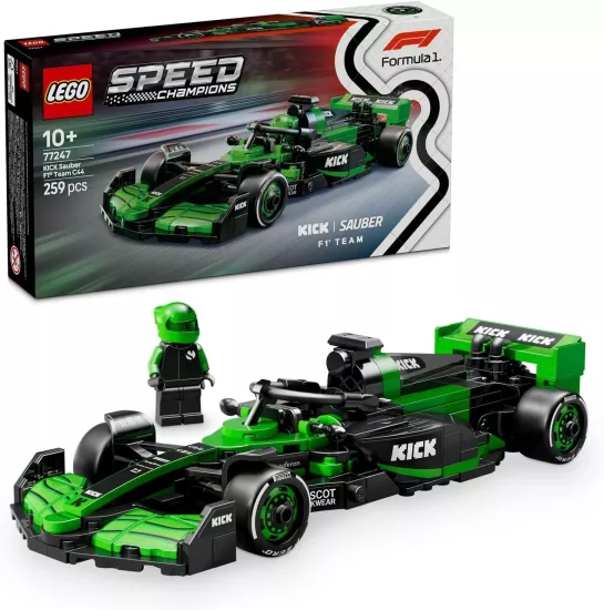 LEGO Speed Champions KICK Sauber F1 Team C44 Yarış Arabası 77247 – 10 Yaş ve Üzeri Kız ve Erkek Çocuklarıyla Motorseverler için Koleksiyonluk Sürücü Minifigürü İçeren Yapım Seti (259 Parça)