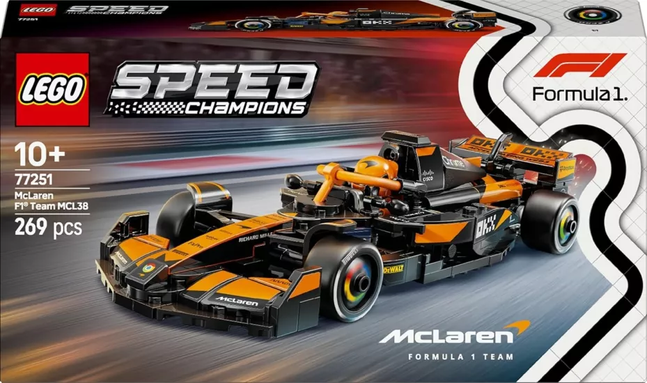 LEGO Speed Champions McLaren F1 Team MCL38 Yarış Arabası 77251 – 10 Yaş ve Üzeri Kız ve Erkek Çocukları ile Yetişkin Motorseverler için Sürücü Minifigürü İçeren Yapım ve Sergileme Seti (269 Parça)