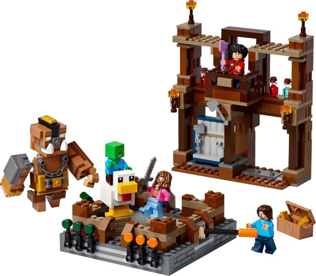LEGO Minecraft Movie Orman Malikanesi Dövüş Ringi 21272-10 Yaş Üzeri Kız ve Erkek Çocuklar için Tavuk Jokey ve Duruşu Ayarlanabilir Büyük Domuz Minifigürleri İçeren Yaratıcı Oyuncak Yapım Seti (491 Pa