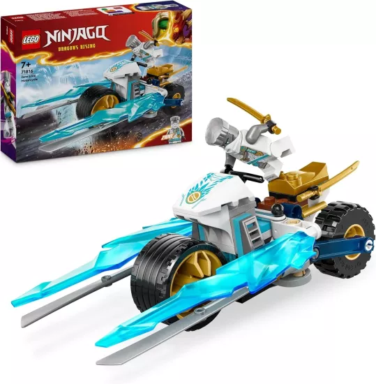 LEGO NINJAGO Zane’in Buz Motosikleti 71816 – 7 Yaş Üzeri Çocuklar için Doğum Günü Hediyesi Fikri, Turnuva Zırhlı ve 2 Katana Kılıcı Tutan Zane Minifigürü İçeren Yaratıcı Oyuncak Yapım Seti (84 Parça)