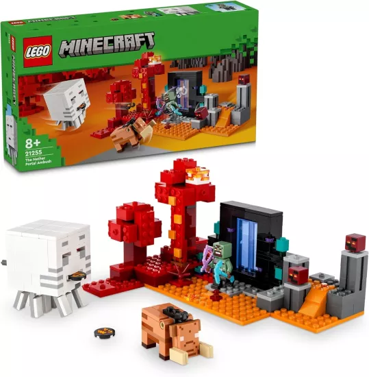 LEGO Minecraft Nether Geçidi Pususu 21255-8 Yaş ve Üzeri Macera Oyunları Seven Çocuklar İçin Yaratıcı Oyuncak Yapım Seti (352 Parça)