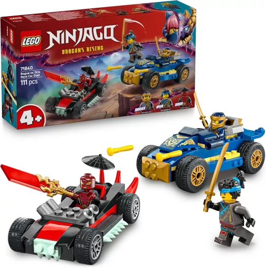 LEGO NINJAGO Rogue ile Drix Yarış Arabası Düellosu, 111 Parça, Ninja Savaşçıları, Eğitici Yapım Seti, Aksiyon Oyuncağı, 71840
