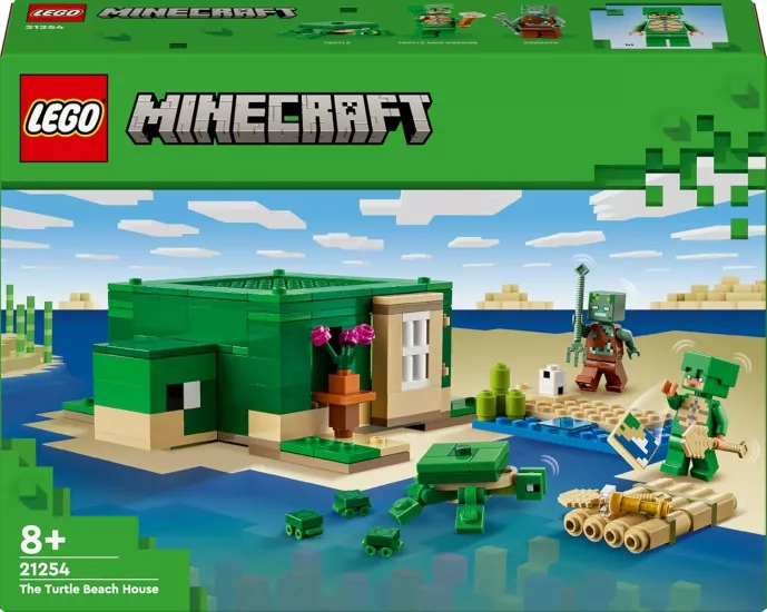 LEGO Minecraft Kaplumbağa Plaj Evi 21254-7 Yaş ve Üzeri Macera Oyunları Seven Çocuklar İçin 3 adet LEGO Minecraft Minifigürü içeren Yaratıcı Oyuncak Yapım Seti, Doğum Günü Hediyesi Fikri (234 Parça)