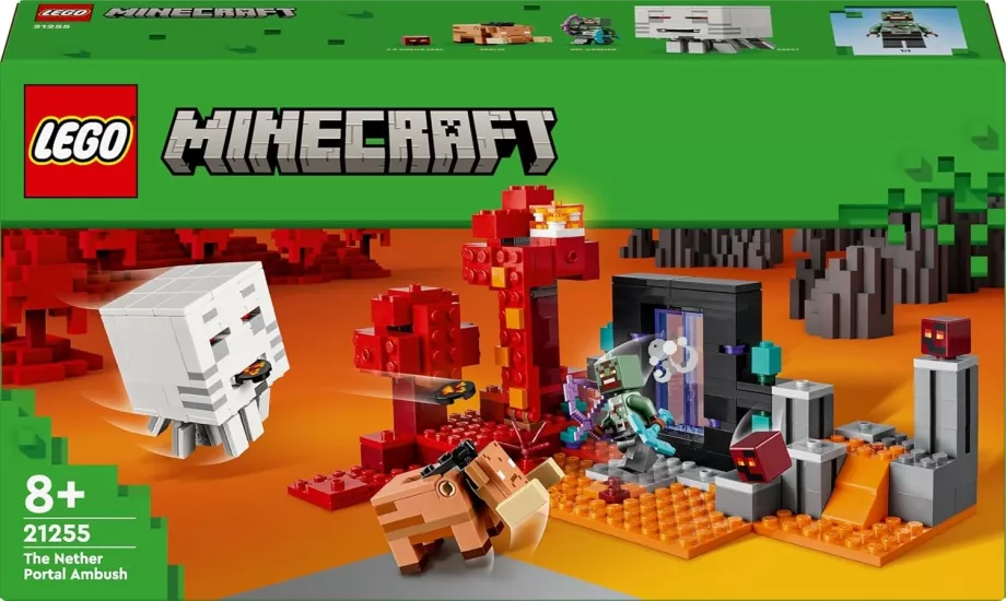 LEGO Minecraft Nether Geçidi Pususu 21255-8 Yaş ve Üzeri Macera Oyunları Seven Çocuklar İçin Yaratıcı Oyuncak Yapım Seti (352 Parça)