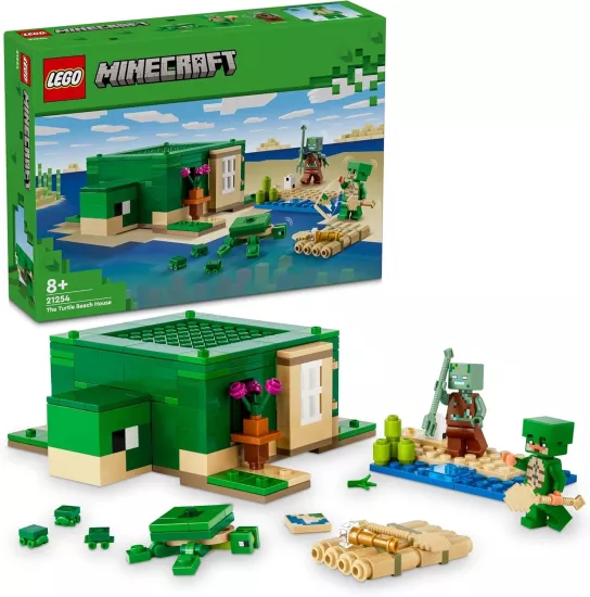 LEGO Minecraft Kaplumbağa Plaj Evi 21254-7 Yaş ve Üzeri Macera Oyunları Seven Çocuklar İçin 3 adet LEGO Minecraft Minifigürü içeren Yaratıcı Oyuncak Yapım Seti, Doğum Günü Hediyesi Fikri (234 Parça)