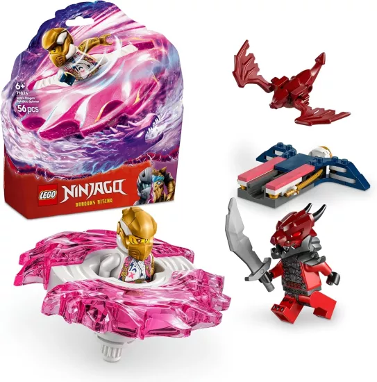 LEGO NINJAGO Sora’nın Ejderha Spinjitzu Topacı 71824-6 Yaş ve Üzeri Çocuklar için 2 Ninja Minifigürü İçeren Yaratıcı Oyuncak Yapım Seti, Doğum Günü Hediyesi (56 Parça)
