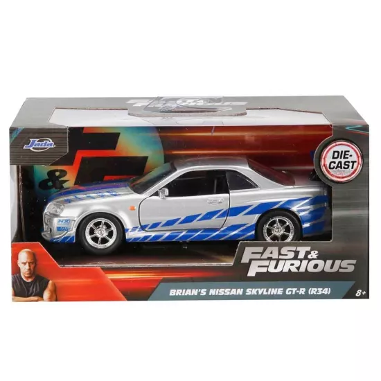 Jada Fast & Furi̇ous 1:32 Ölçekli Araba Brian’S Nissan Skyline Gt-R (R34)