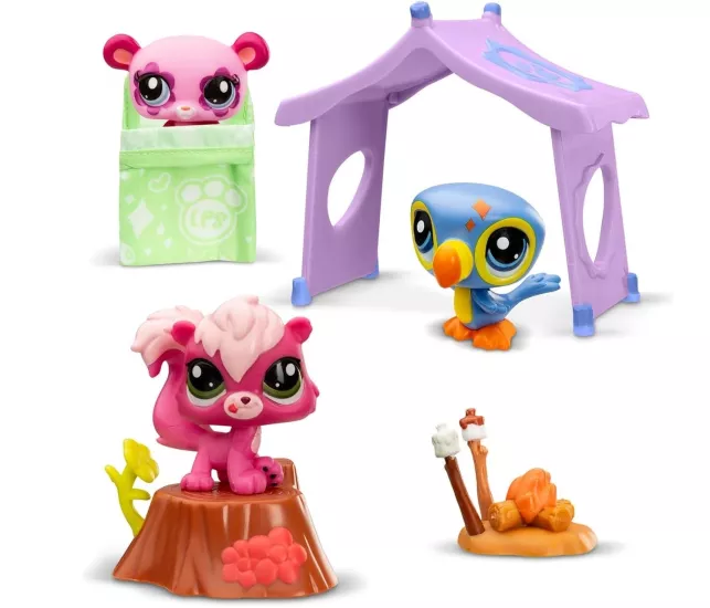 LittlLittlest Pet Shop Kamp Macerası Oyun Seti 3lü Miniş - Panda, Tukan, Sincap  – ve Aksesuarları	