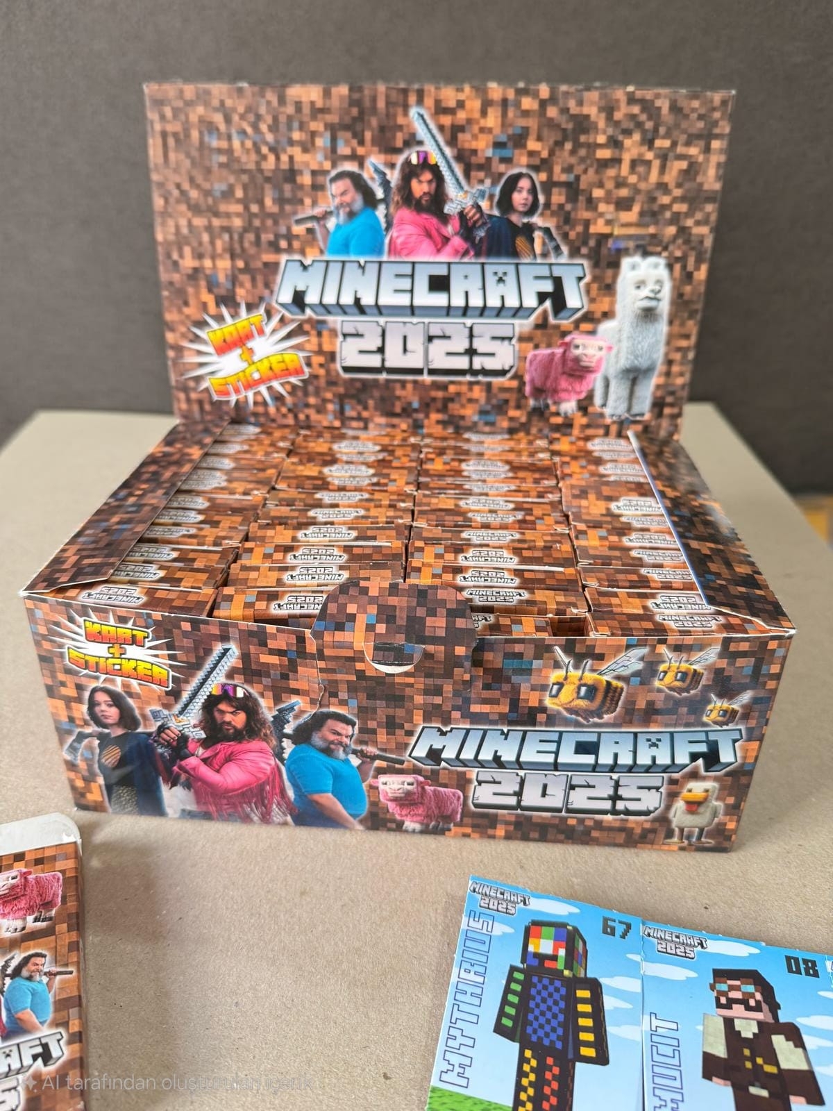 Minecraft 2025 Karakter Figür Kartları 48 Mini Kutu Toplam 288 Kart 48 Sticker